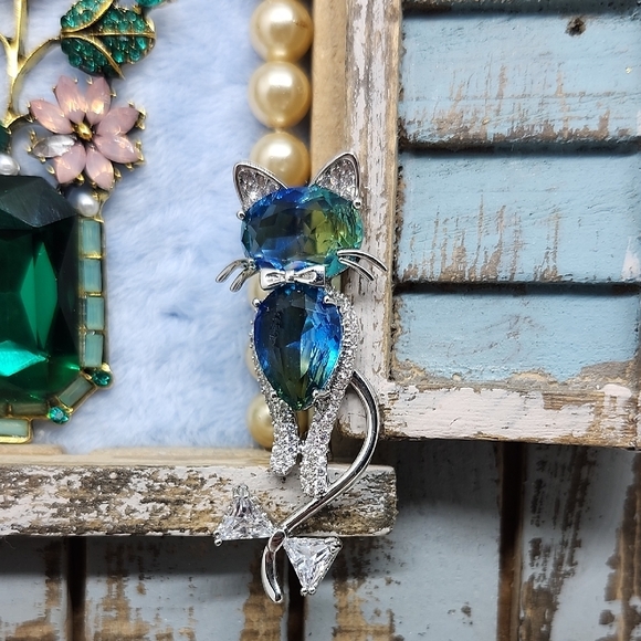 Rustic Blue and Brown Jewerly Art Piece - Picture 8 of 8